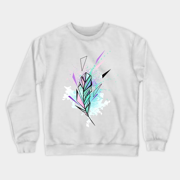 Polygonal Feather with Watercolor Crewneck Sweatshirt by Blackmoon9